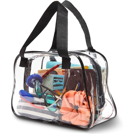 Stadium Approved Clear Tote Handbag with Handles Large Plastic Bag with Zipper for Concerts 11x4x7 In